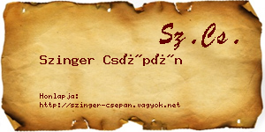 Szinger Csépán névjegykártya